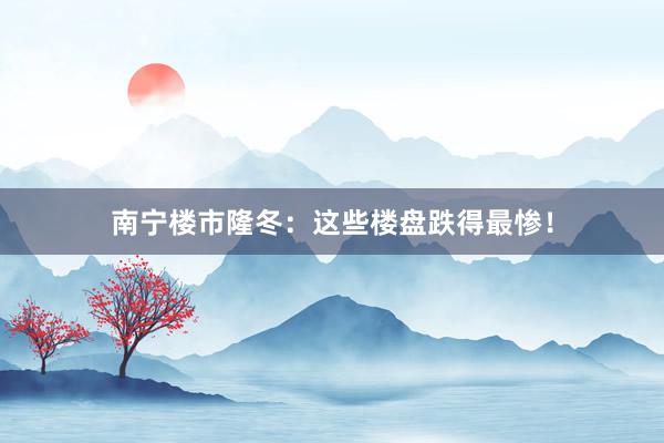 南宁楼市隆冬:这些楼盘跌得最惨!